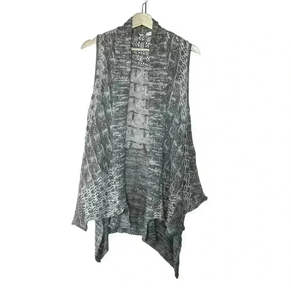 Anthropologie Moth‎ Waterfall Cardigan Vest | Gray | SZ XS/S | Boho Hippie